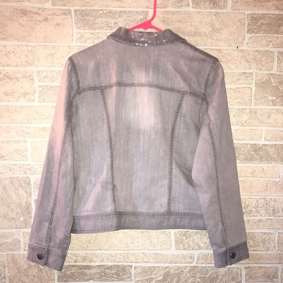 Chico’s Faded Gray Sequin Jean Jacket - Picture 4 of 7